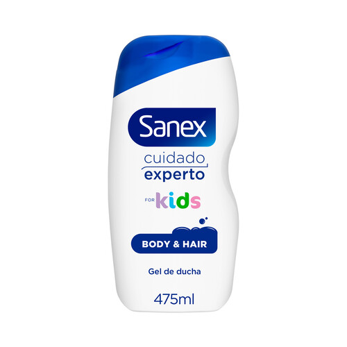 SANEX Cuidado experto kids Gel de ducha y espuma de baño, para todo tipo de peiels 475 ml.