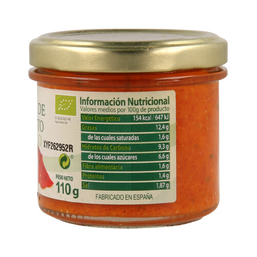 TERRA VERTE Crema pimiento piquillo ecológico TERRA VERTE 110 g.