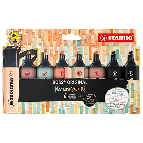 Estuche de 8 marcadores STABILO BOSS Original naturecolors.