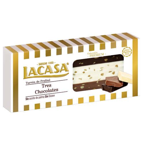 Turrón de tres chocolates LACASA 250 g.