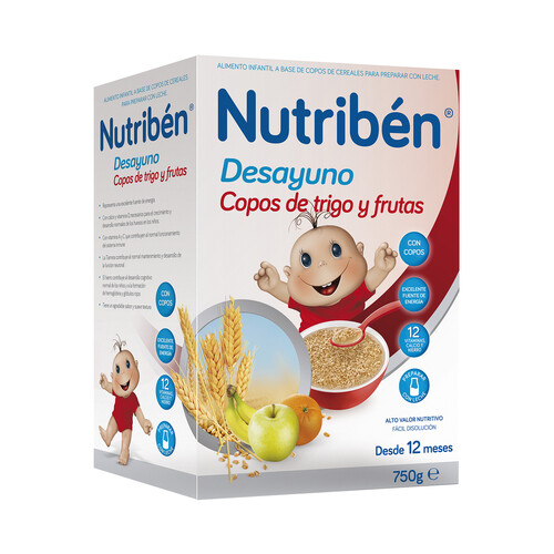 NUTRIBÉN Papilla en polvo a base de copos de trigo y frutas, desde los 12 meses NUTRIBÉN Desayuno 750 g.