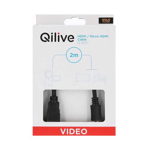 Cable HDMI a Micro-HDMI, QILIVE, longitud 2m.