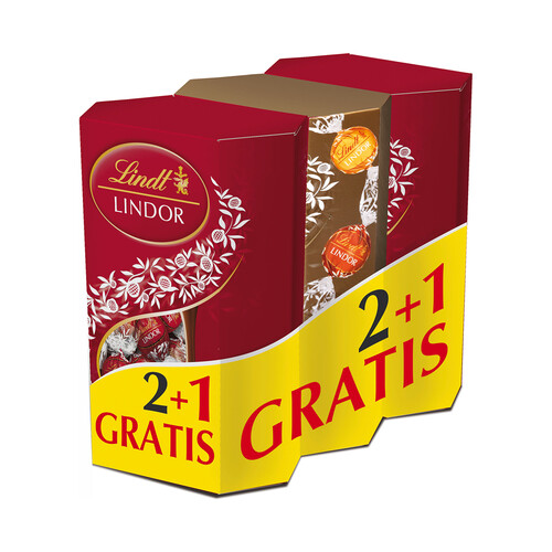 LINDT Lindor Bombones surtidos 3 x 200 g.