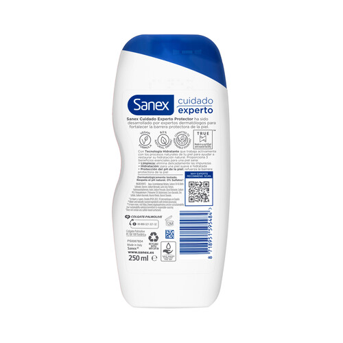 SANEX Cuidado experto Gel hidratante y protector para ducha o baño, para todo tipo de pieles  250 ml.