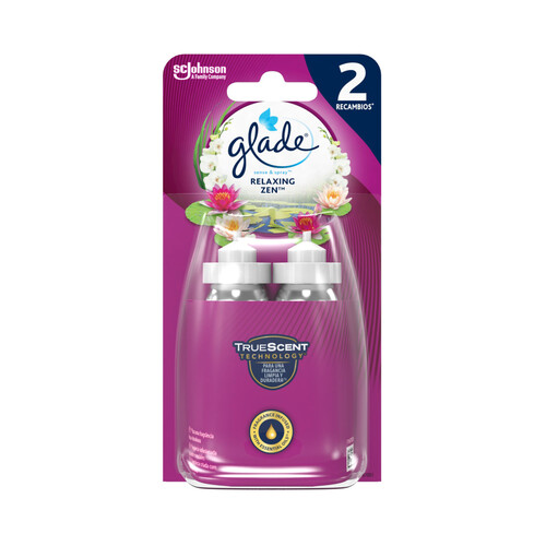 GLADE Sense & spray Recambios para ambientador con fragancia infusionada con aceites esenciales 2 x 18 ml.