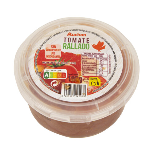 AUCHAN Tomate rallado natural 180 g. Producto Alcampo