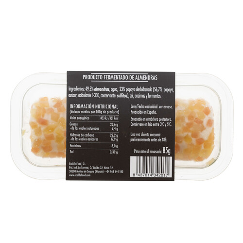 NOBELA Rulito de queso vegano (almendras) con papaya 85 g.