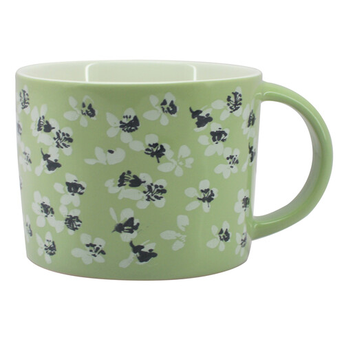 Taza de loza 39 cl. decorado flores