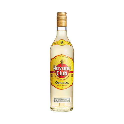 HAVANA CLUB Original Ron añejo 3 años, elaborado en Cuba botella 70 cl.