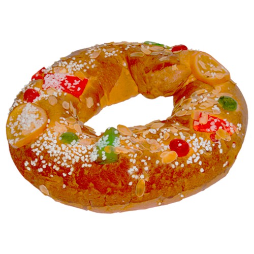 Roscón de Reyes mediano tradicional, 610g. (aprox.). Elaborado Sin aceite de palma.