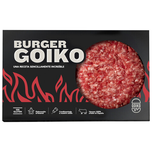 GOIKO Burger meat de vacuno 100% criado en España 2 x 180 g.