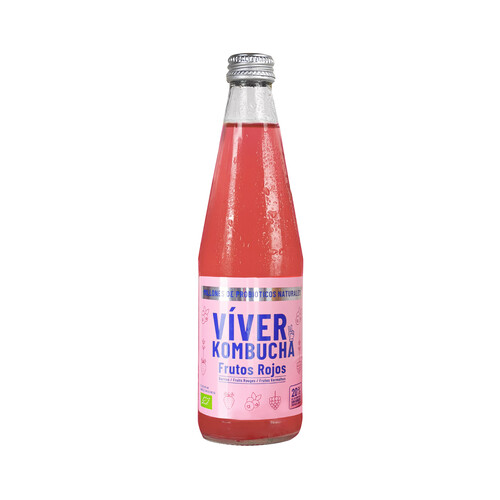 VIVER Kombucha ecológica sabor a frutos rojos, con probióticos naturales 330 ml.