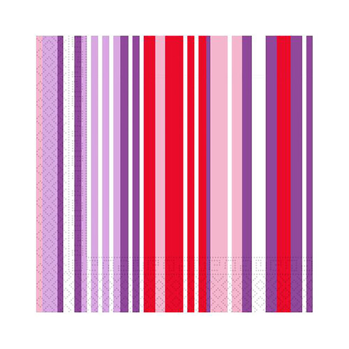 20 servilletas MACADAMIA de rayas de colores rosa, de 33x33cm.