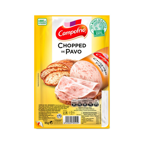 CAMPOFRÍO Chopped de pavo, cortado en lonchas CAMPOFRÍO 115 g.