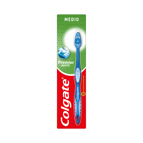 COLGATE Premier white Cepillo de dientes medio que ayuda a eliminar las manchas superficiales.