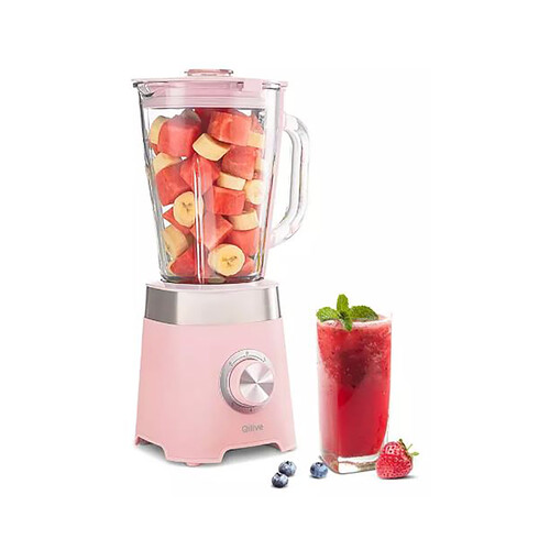 Batidora de vaso QILIVE Q5674, 600W, capacidad de 1.5 l, color rosa.