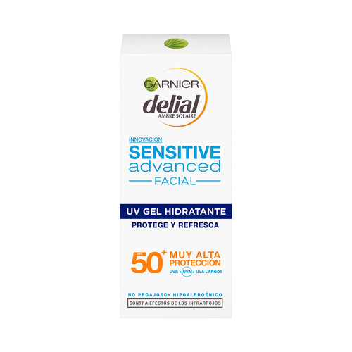 DELIAL Sensitive advance Protector solar facial con textura gel, acción hidratante y FPS 50+ (muy alto) 50 ml.