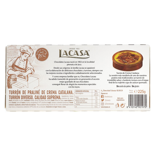 Turrón de crema catalana LACASA 225 g.