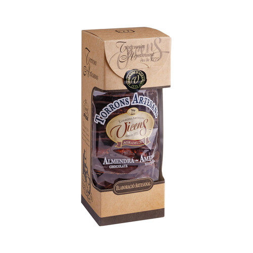 VICENS Turrón de chocolate con leche y almendras 300 g.