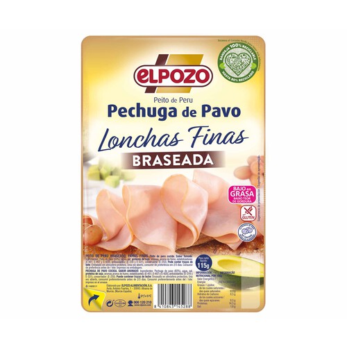 EL POZO Pechuga de pavo braseada lonchas finas EL POZO 115 g.