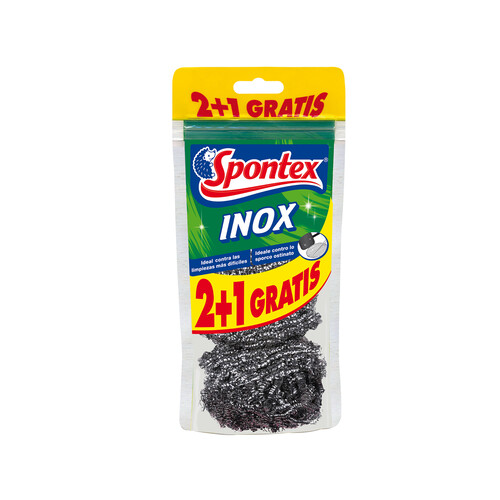 Estropajos de acero inoxidable SPONTEX INOX 2 + 1 uds.