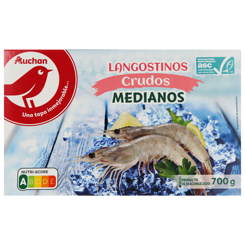 AUCHAN Langostinos medianos 35 / 45, crudos y ultracongelados 700 g (P.N). Producto Alcampo