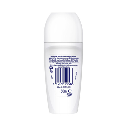 DOVE Desodorante roll on para mujer, sin sales de aluminio, especial pieles sensibles DOVE Sensitive 50 ml.