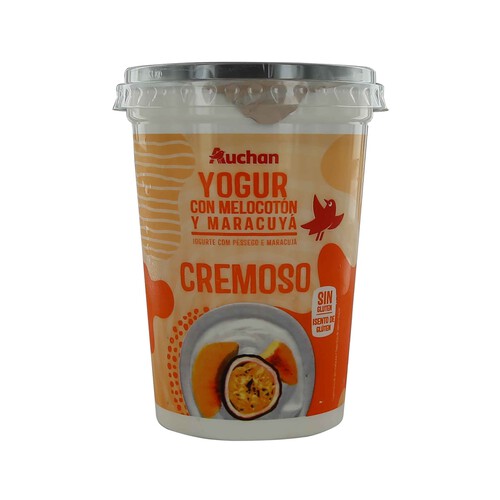 AUCHAN Yogur cremoso con melocotón y maracuya 500 g. Producto Alcampo