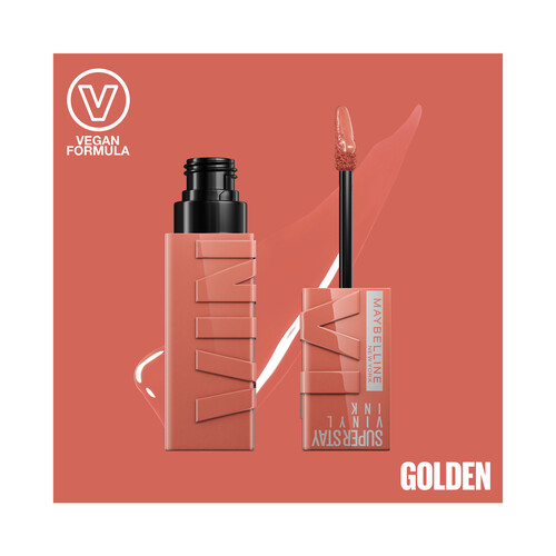 MAYBELLINE perstay vinyl ink   tono 105 Golden Lápiz de labios en tinta líquida con acabado efecto vinilo.