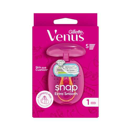 VENUS Maquinilla para deplicación femenina, con estuche y formato viaje VENUS Snap extra smooth de Gillette.