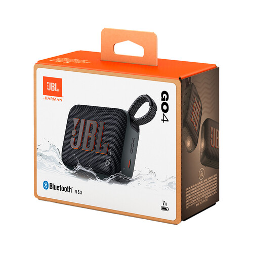 Mini altavoz JBL Go 4 por batería, color negro, potencia 4,2W.