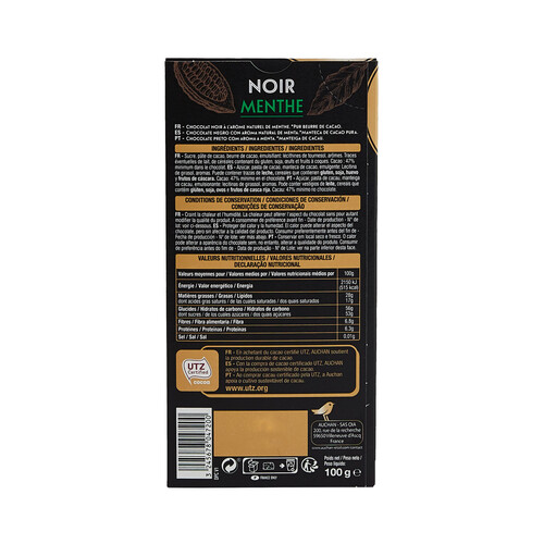 PRODUCTO ALCAMPO Chocolate negro con menta tableta 100 g.