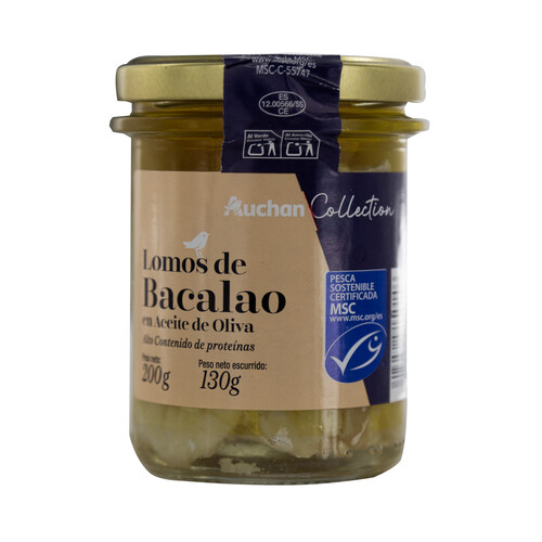 PRODUCTO ALCAMPO Collection Lomos de bacalo (MSC) en aceite de oliva tarro 130 g.