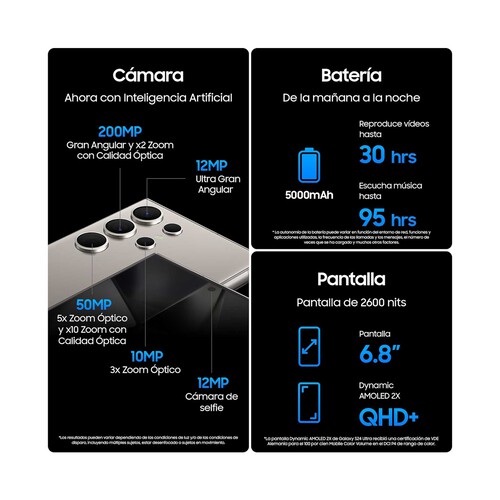 SAMSUNG Galaxy S24 Ultra 5G gris, 512GB + 12GB Ram, móvil 17,2cm (6,8). SM-S928BZTHEUB.