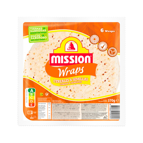 MISSION Tortillas de trigo con semillas de lino especiales para hacer wraps 370 g.