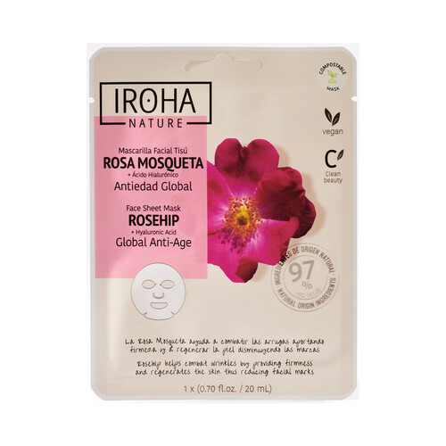 IROHA NAUTRE Mascarilla facial antiedad con Rosa Mosqueta.