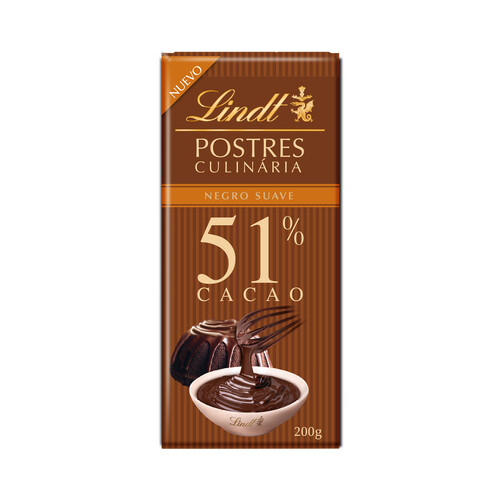 LINDT Chocolate postres suave, 51 % suave 200 g.