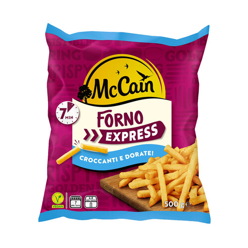 McCAIN Patatas prefritas y ultracongeladas, especiales para hacer sin aceite en el horno McCAIN Forno express 500 g.