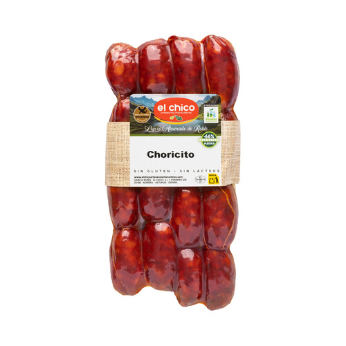 EL CHICO Chorizitos asturianos con un ligero ahumado de Roble, elaborados sin gluten ni lactosa 400 g.