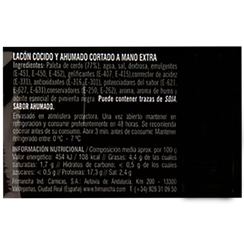 FRIMANCHA Lacón cocido y ahumado cortado a mano Placeres Tradicionales 200 g.