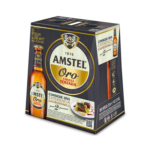 AMSTEL Oro Cerveza pack de botellines 6x25 cl.