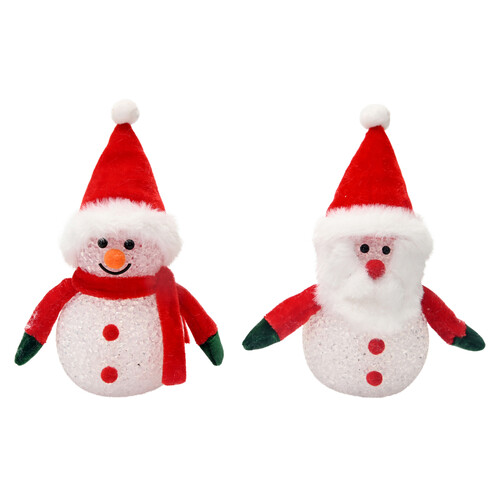 Muñeco de nieve/Papá Noel de 17cm, 1Led, cambia de color ACTEL.