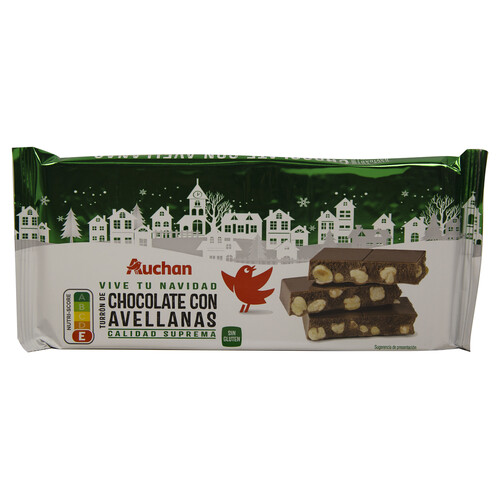 Turrón de chocolate con avellanas enteras PRODUCTO ALCAMPO  260 g.