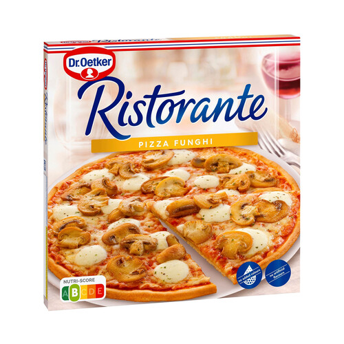 DR. OETKER Pizza de masa fina y crujiente cubierta con tomate, champiñones y queso Ristorante 380 g.