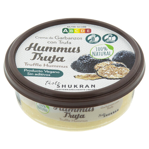 SHUKRAN Hummus de trufa (Crema de garbanzos con trufa) 100% natural SHUKRAN 150 g.