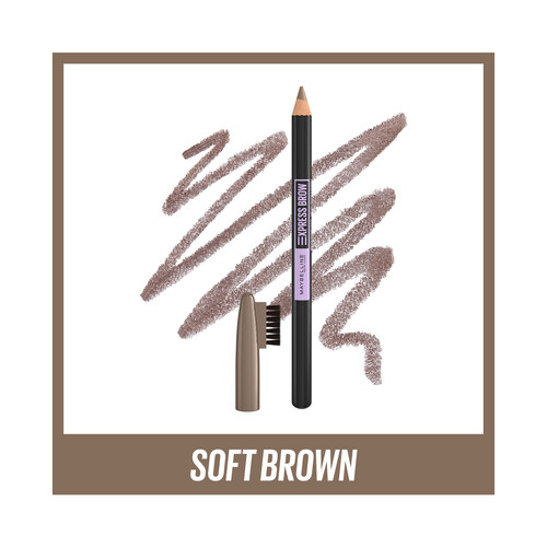 MAYBELLINE Express brow  tono 03 Soft brown Lápiz de cejas para un acabado natural.