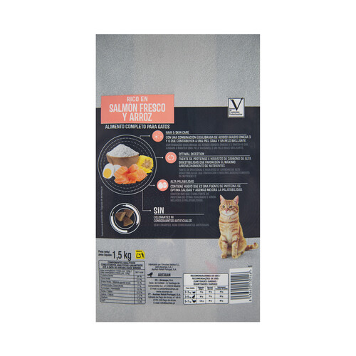 PRODUCTO ALCAMPO Alimento de gato salmón y arroz Auchan expert 1,5 kg.