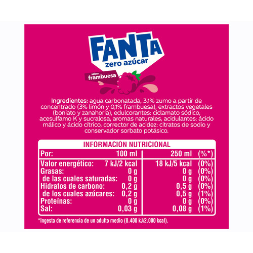 FANTA Refresco de frambuesa zero 1,25 l