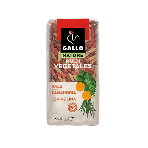 GALLO Pasta plumas multivegetales (kale, espirulina y zanahoria) GALLO NATURE 400 g.