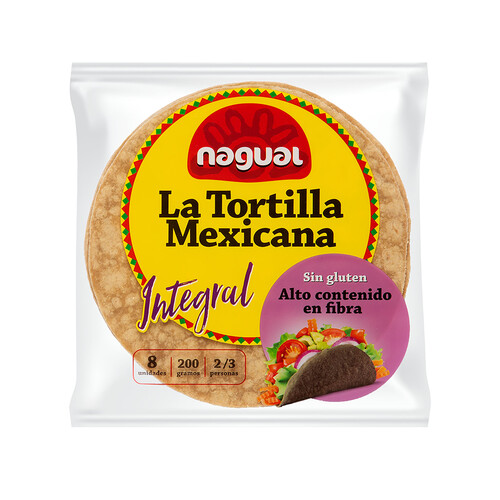 Tortillas Mexicanas con maíz integral sin gluten NAGUAL La Tortilla Mexicana 8 uds. 200 g.